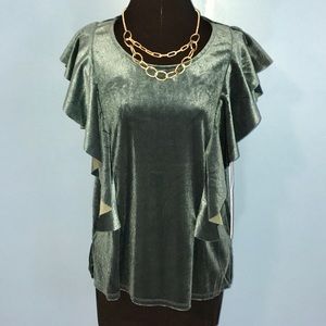 NWT On the Road sleeveless velvet ruffle top M
